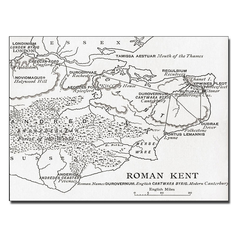 Trademark Global Map of Roman Kent England' 18" x 24" Canvas Art