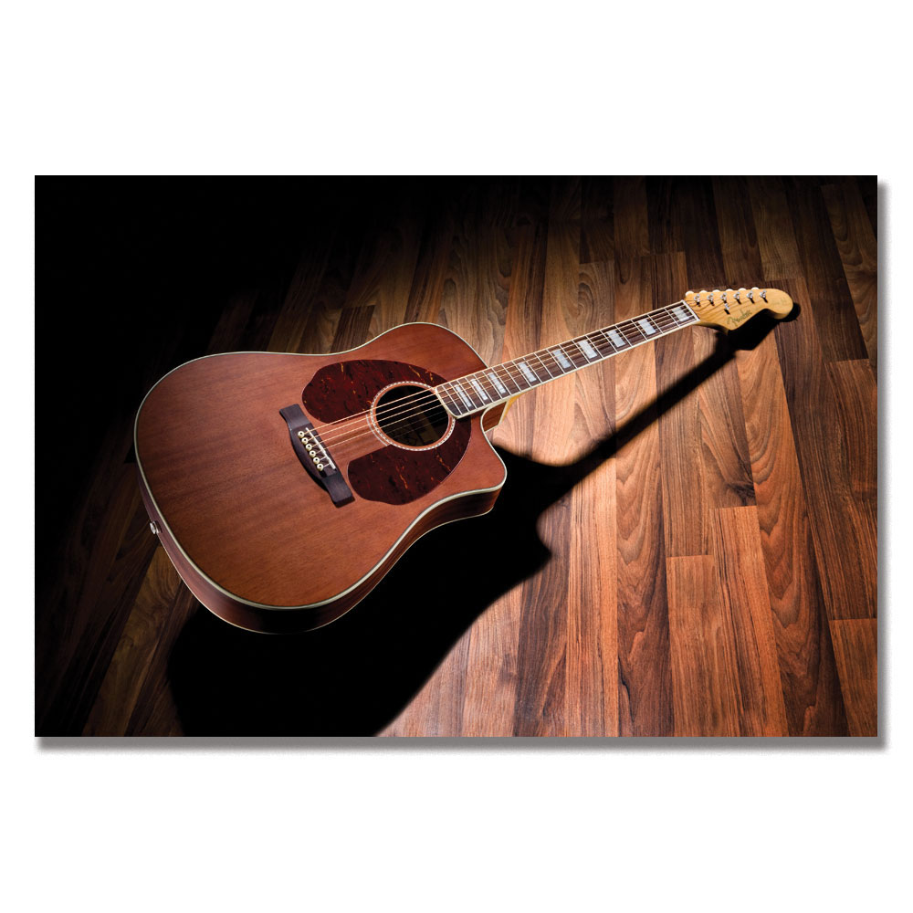 Trademark Global Fender 'Mahogany Acoustic on Hardwood ' Canvas Art