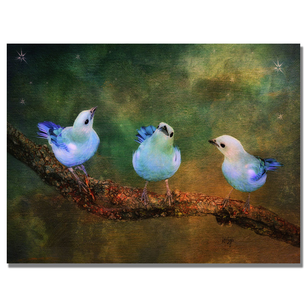 Trademark Global Lois Bryan 'Three Little Blue Birds' Canvas Art