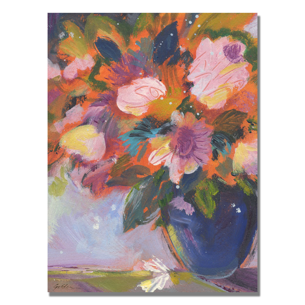 Trademark Global Sheila Golden 'Cobalt and Purple Flowers' Canvas Art