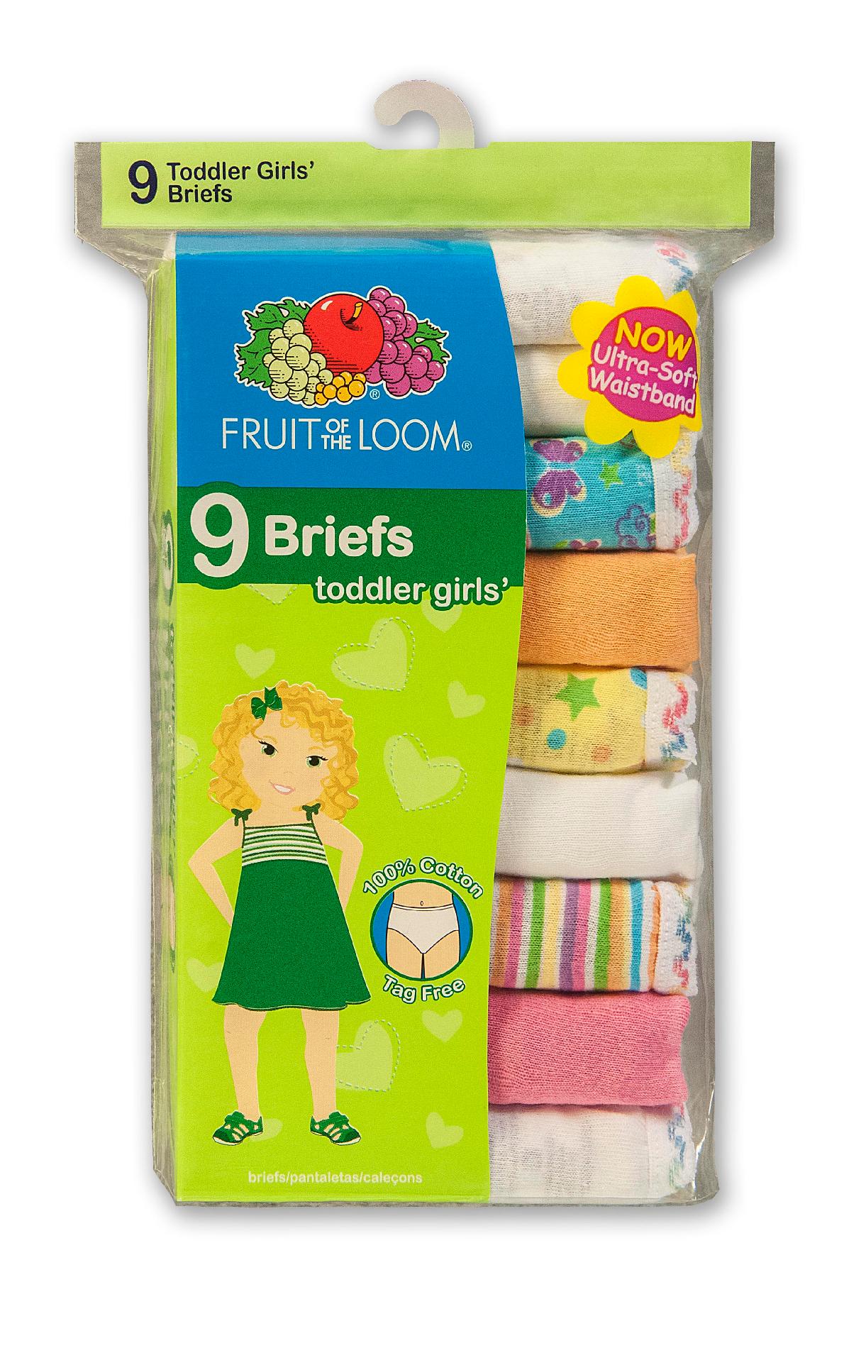 Fruit of the Loom Toddler Girl's 9-Pack Brief Panties