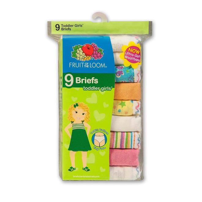 Fruit of the Loom Toddler Girl's 9Pack Brief Panties