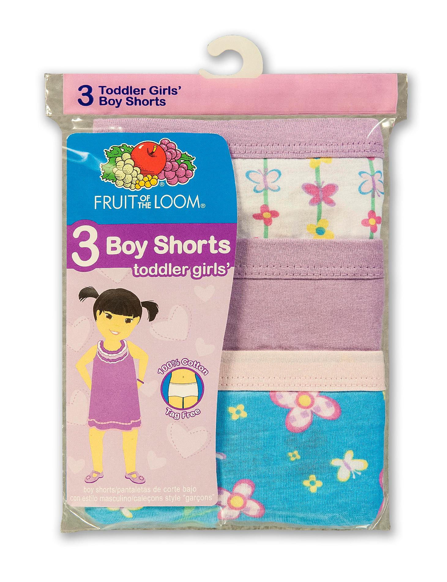 Fruit of the Loom Toddler Girl's 3-Pack Boy Short Panties