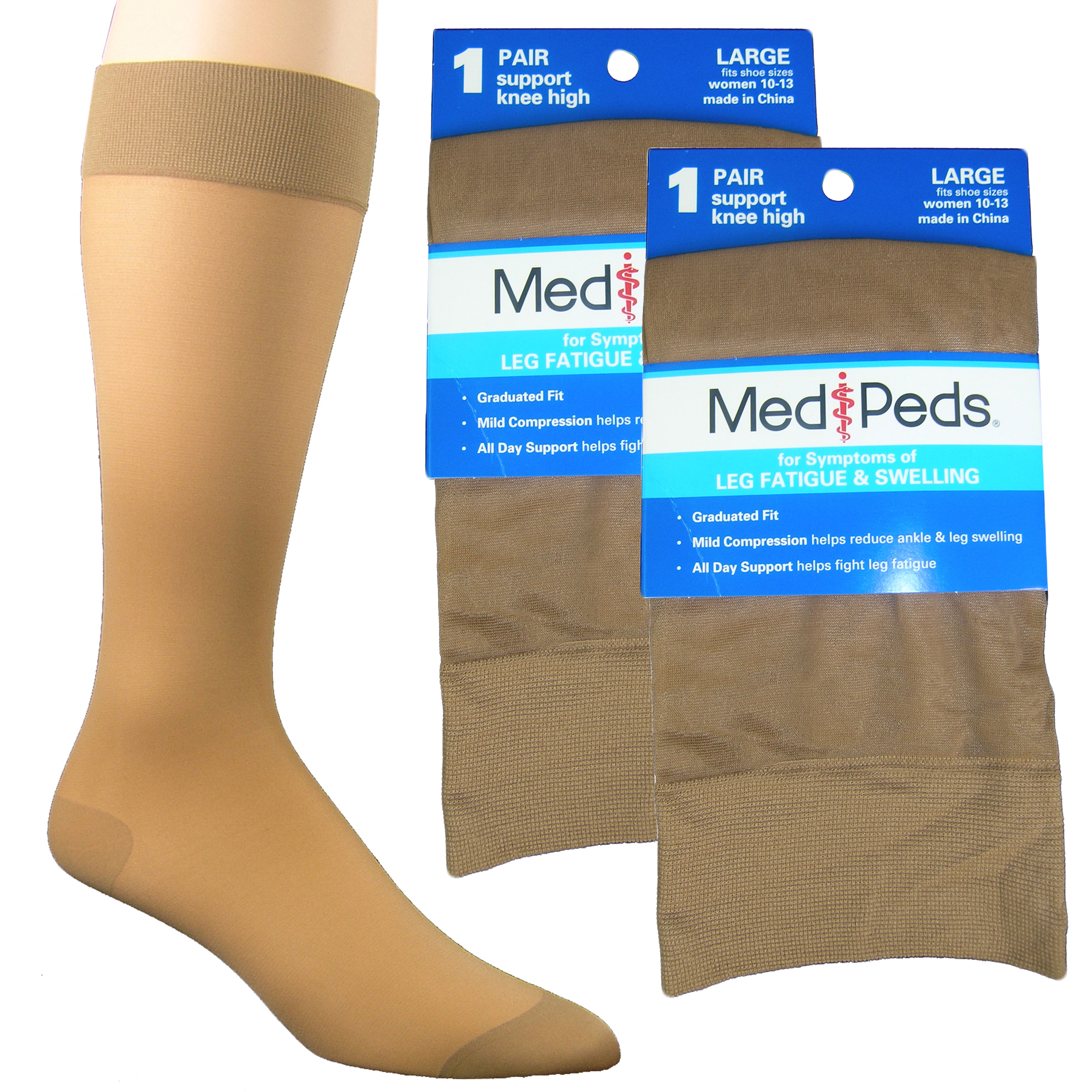 MediPeds Women's Compression Sheer Support Knee High Socks - 2 Pr