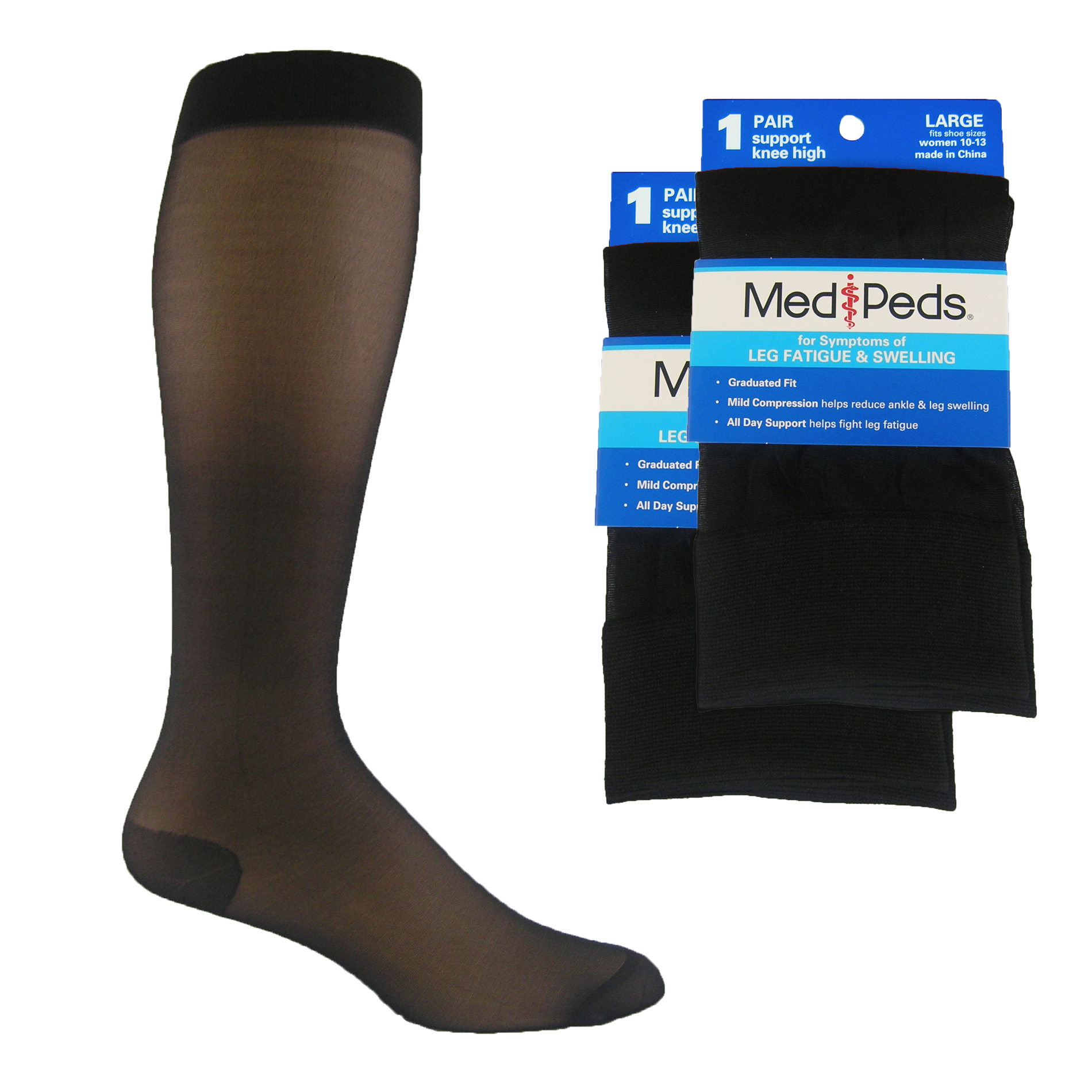 MediPeds Women's Compression Sheer Support Knee High Socks 2 Pr