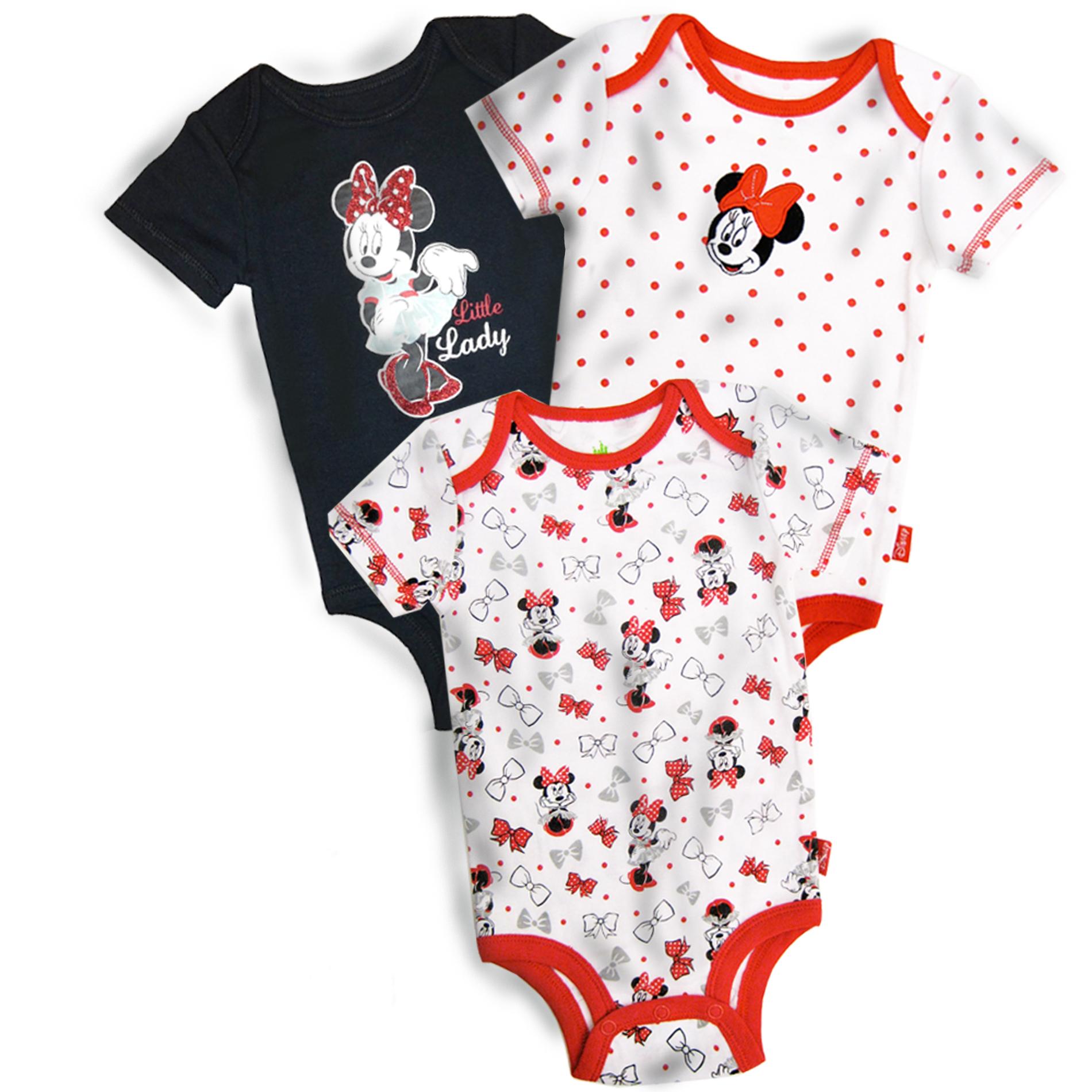 Disney Minnie Mouse Infant Girl's 3Pack Bodysuits