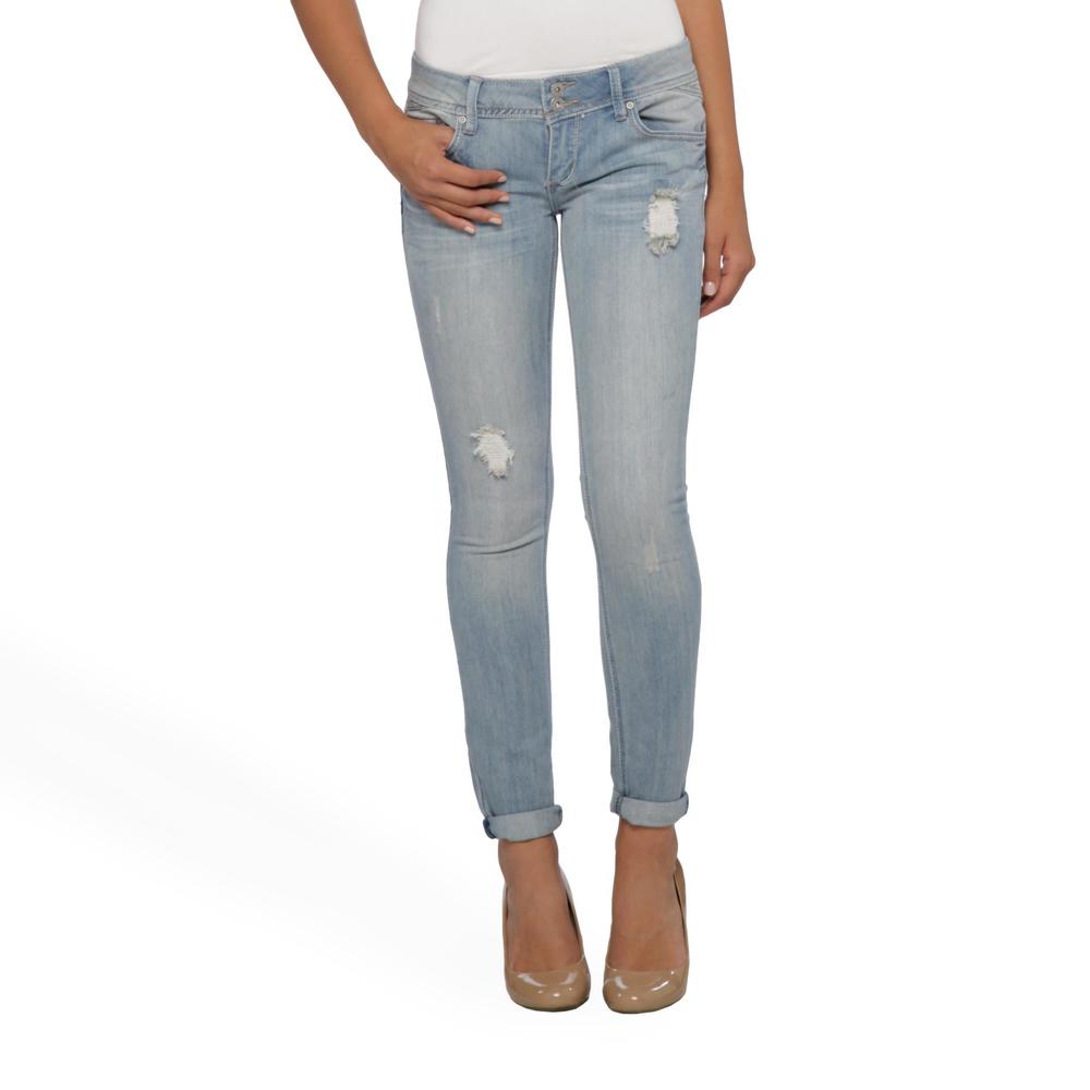 Almost Famous Junior's Distressed Skinny Jeans - Roll Cuff