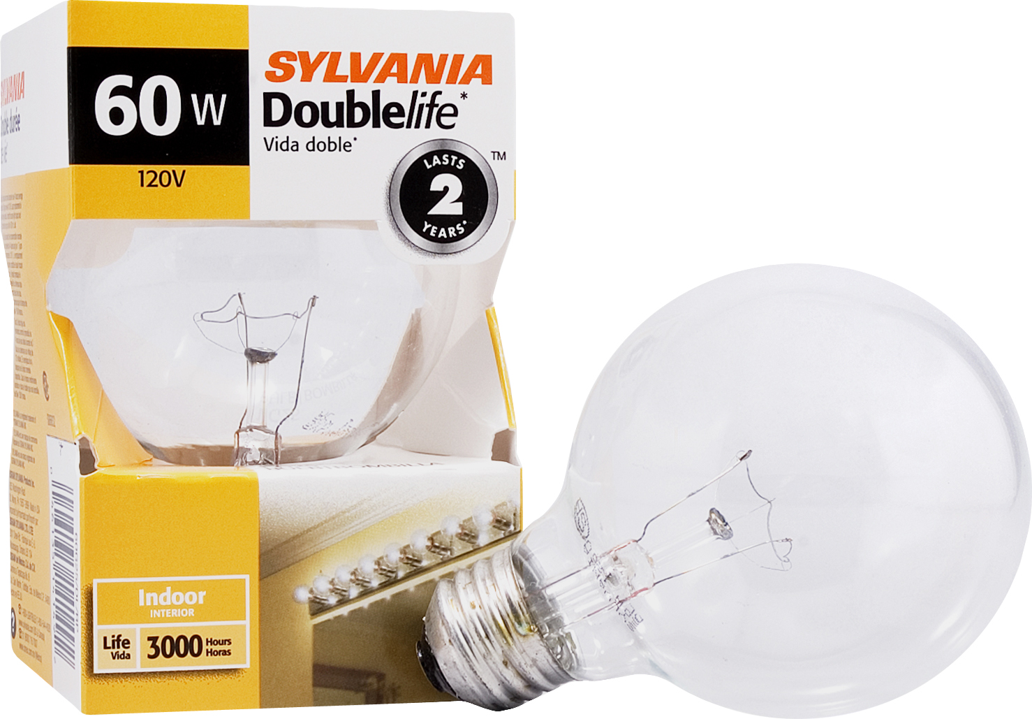 Sylvania Incandescent DOUBLElife Clear Globe Decor G25-Medium Screw ...
