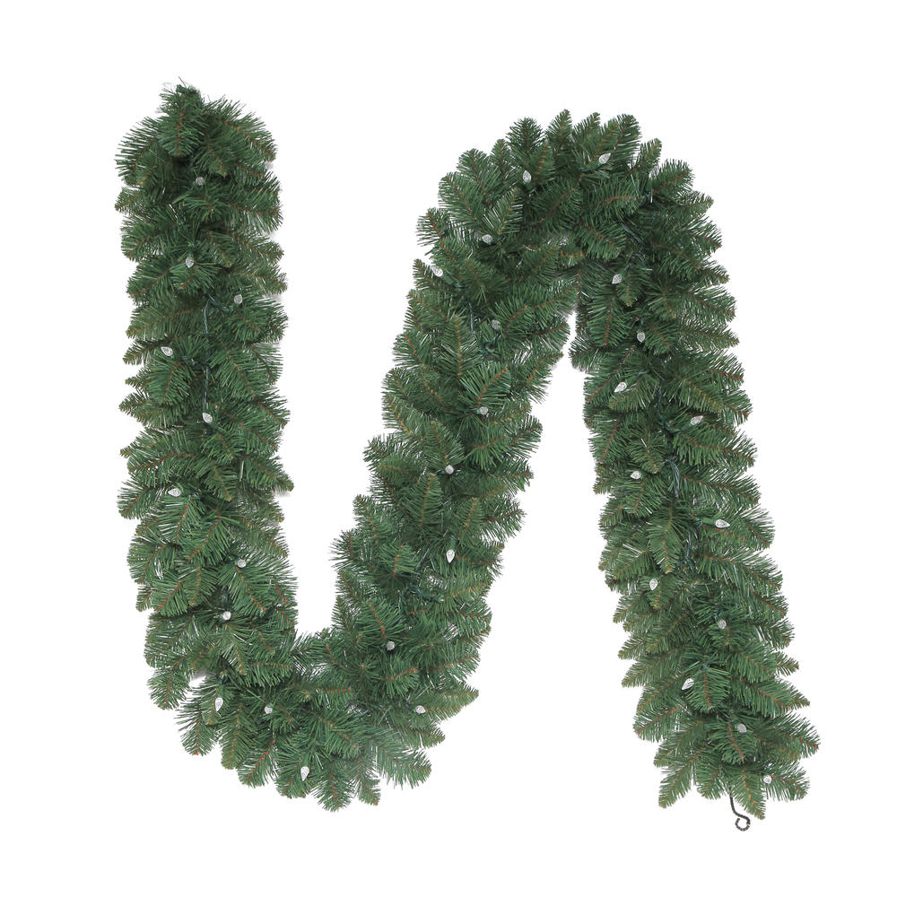 Trimming Traditions Chimes Pine Artificial Christmas Garland with Battery Operated C3 Clear LED  9 ft