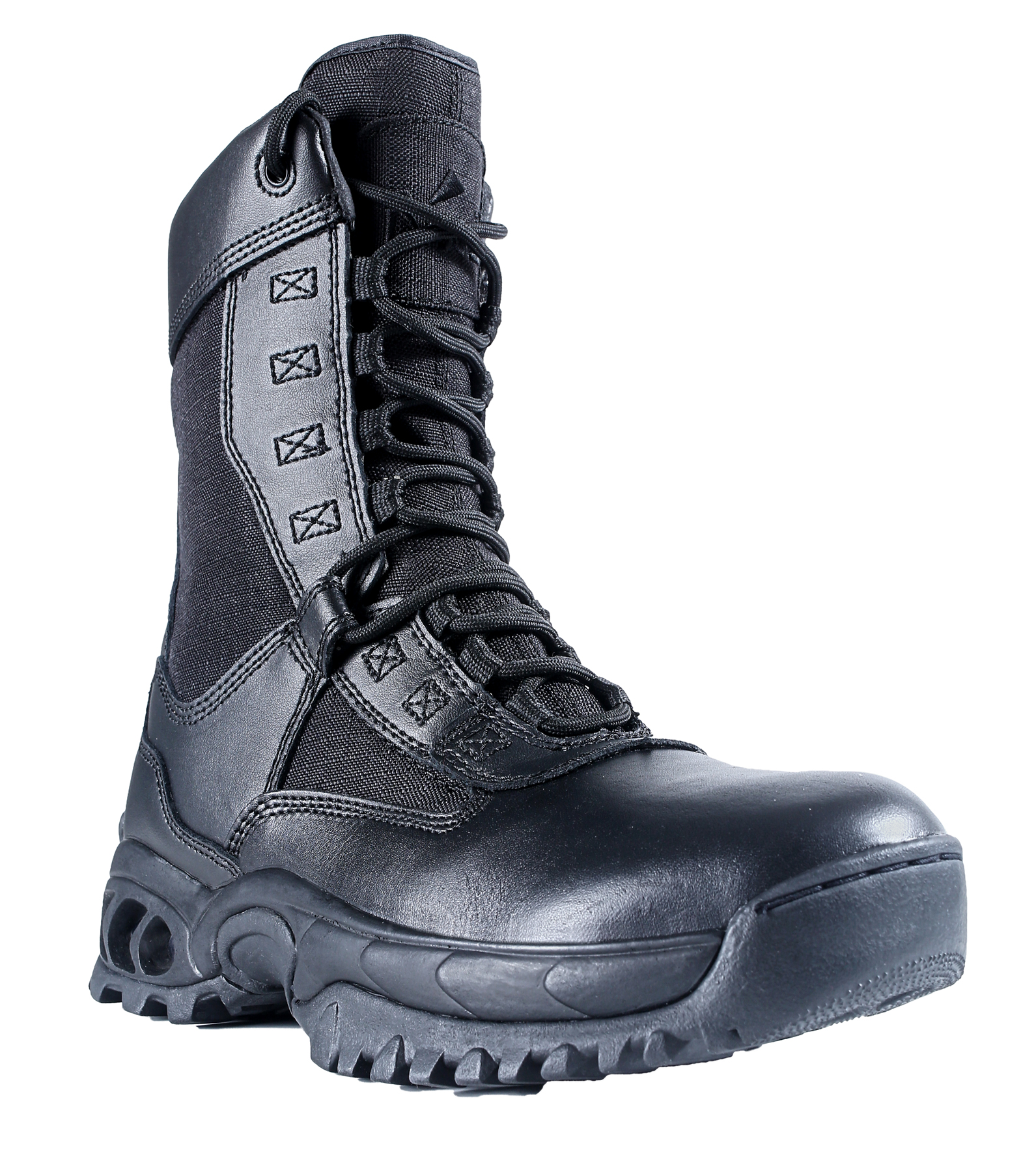 Ridge Footwear Men's 8" Air-Tac Ghost Zipper Leather Soft Toe Tactical Boot 08010 Wide Width Available - Black