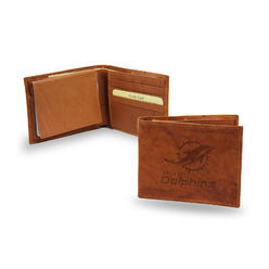 Rico 4" Brown NFL Miami Dolphins Embossed Billfold Wallet