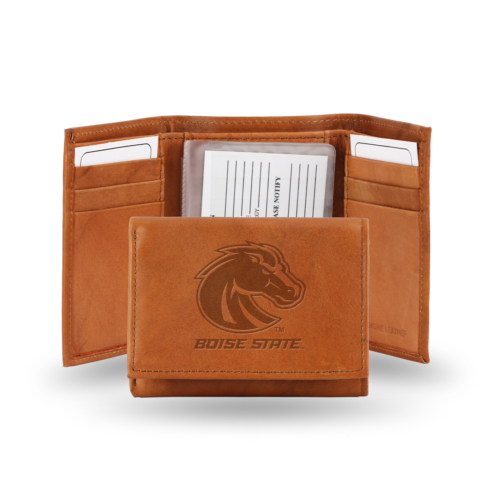 Rico NCAA Boise State Broncos Embossed Leather Tri-fold Wallet