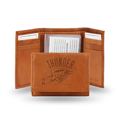 Rico 4" Brown NBA Oklahoma City Thunder Embossed Trifold Wallet