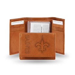 Rico 4" Brown NFL New Orleans Saints Embossed Trifold Wallet