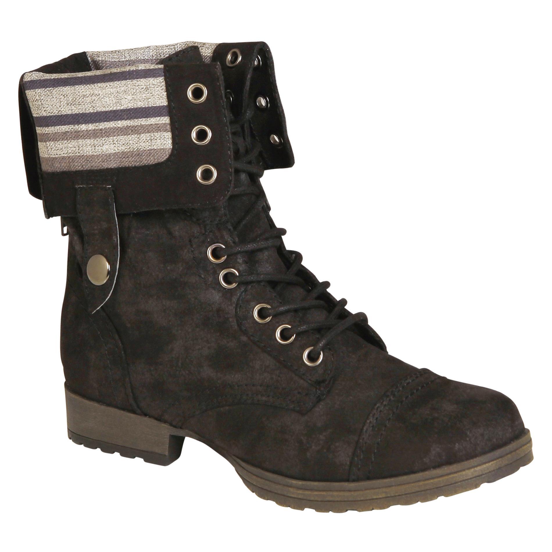 Bongo Women's Tracey Black Wide-Width Lace-Up Boot