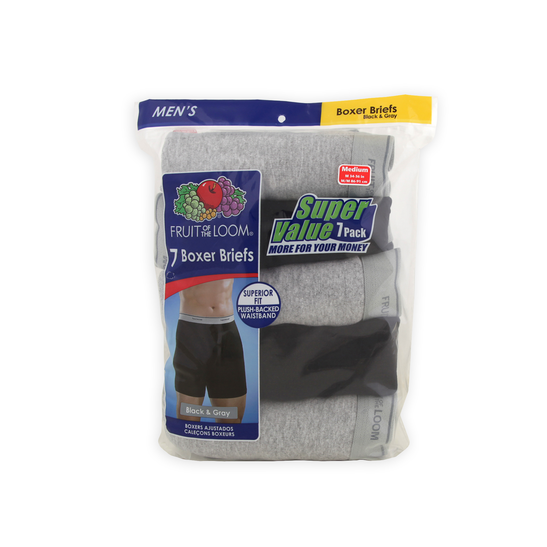 Fruit of the Loom Men&#8217;s Underwear 7 Pack Boxer Briefs Cotton Black & Grey