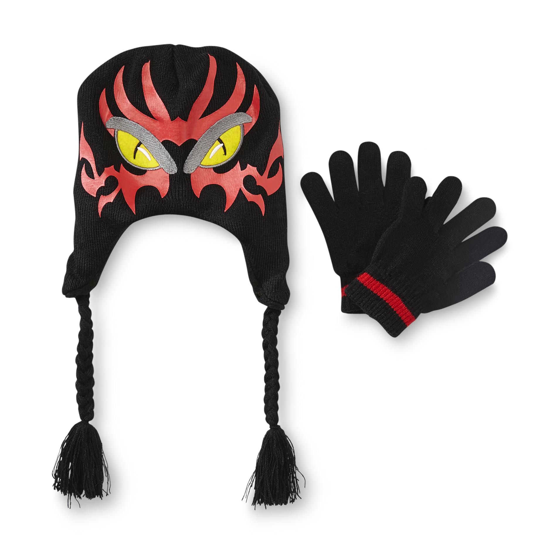 Joe Boxer Boy's Ear Flap Hat & Gloves - Devil Monster