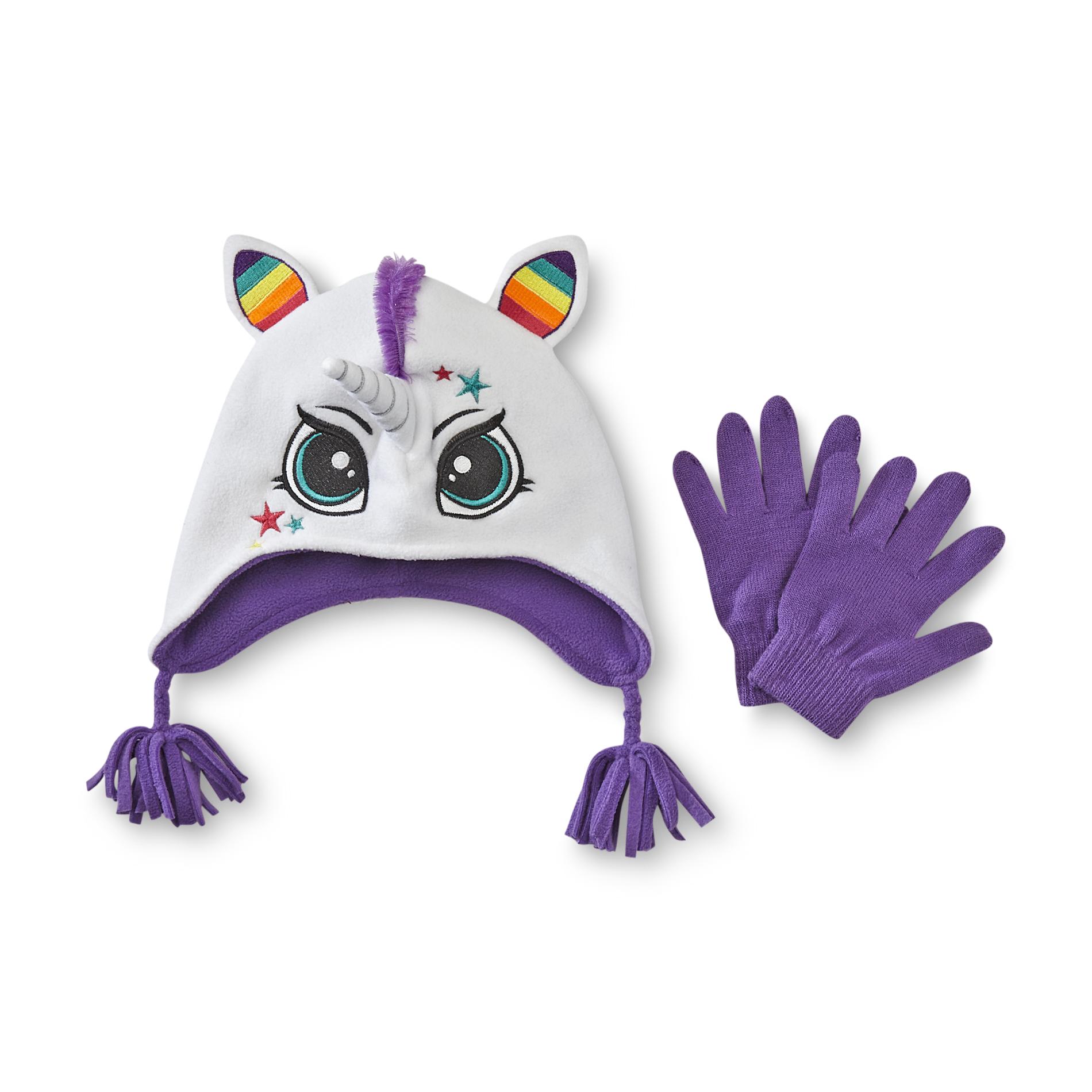 Joe Boxer Girl's Ear Flap Hat & Gloves - Unicorn