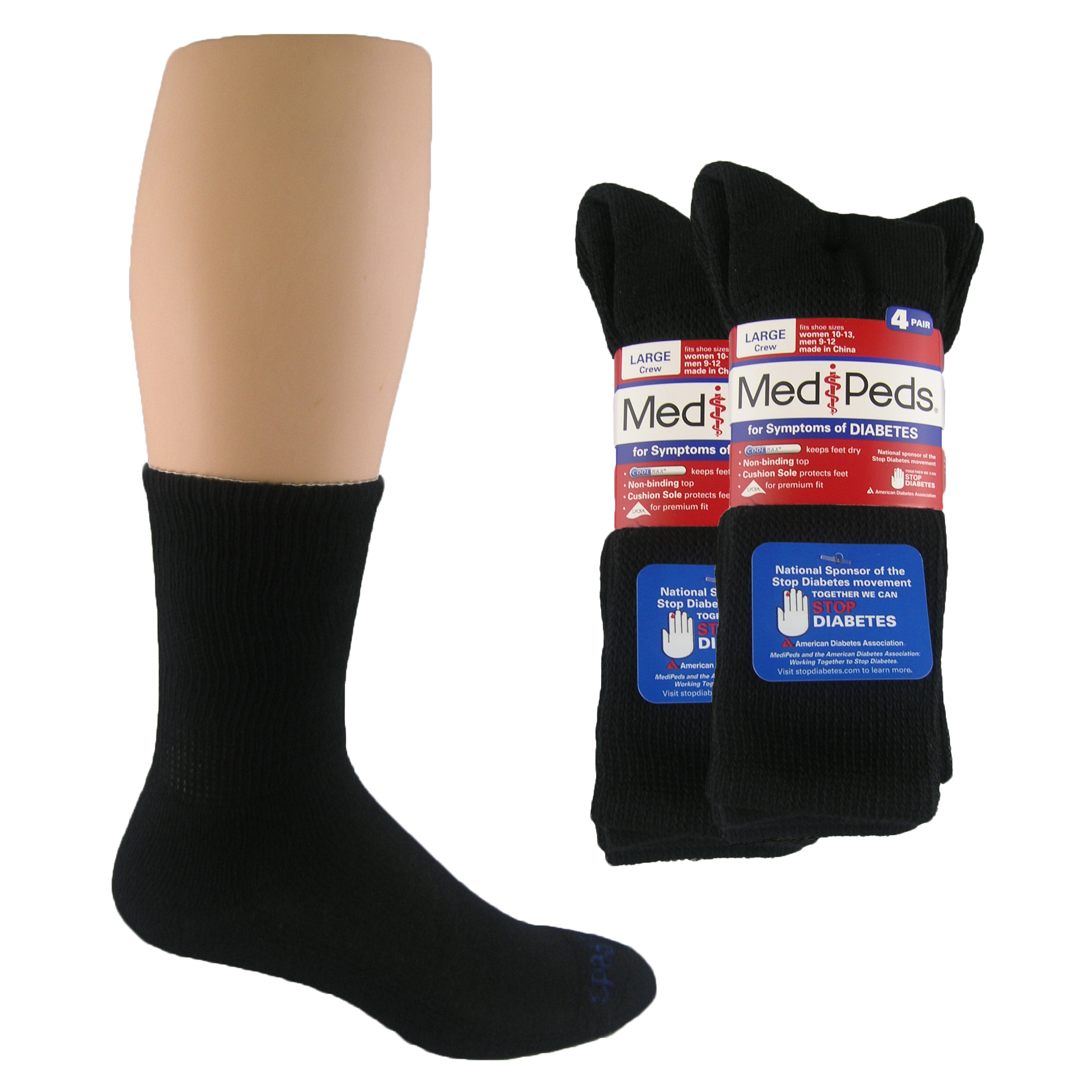 MediPeds Value Pack Crew Socks - 8 Pr