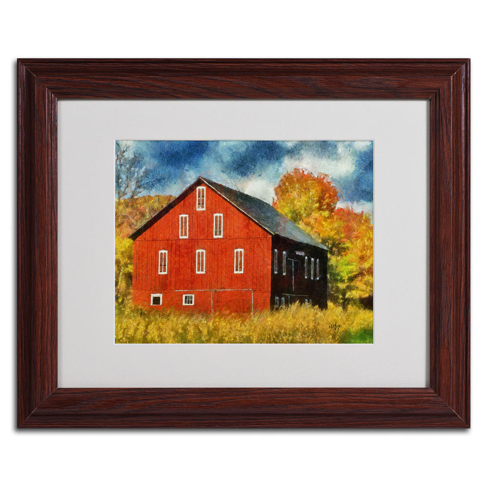 Trademark Global Lois Bryan 'Red Barn In Autumn' Matted Framed Art
