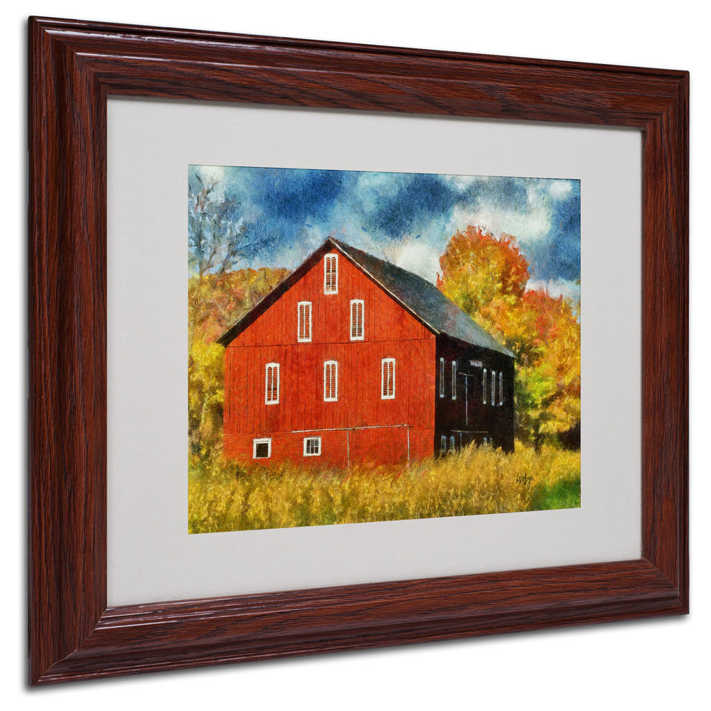 Trademark Global Lois Bryan 'Red Barn In Autumn' Matted Framed Art