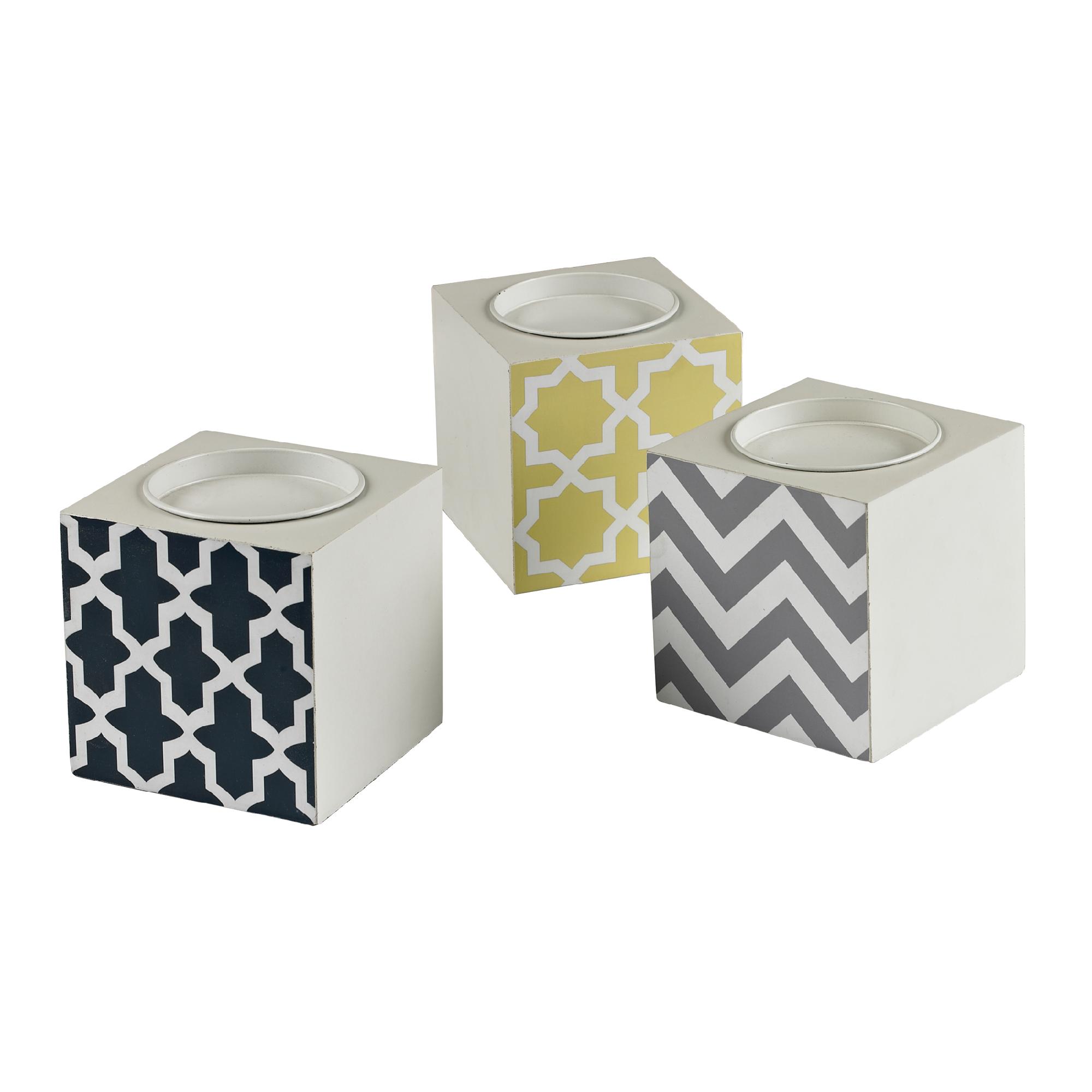 Sterling Industries Set Of 3 Chevron Print Candle Holders