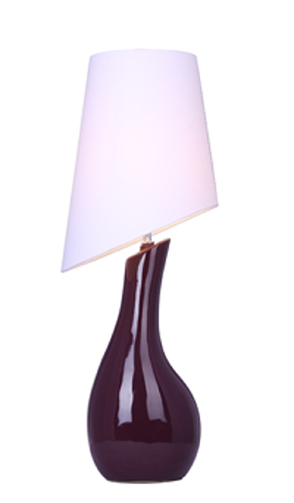 Elegant Designs Curved Purple Ceramic Table Lamp with Asymmetrical White Shade