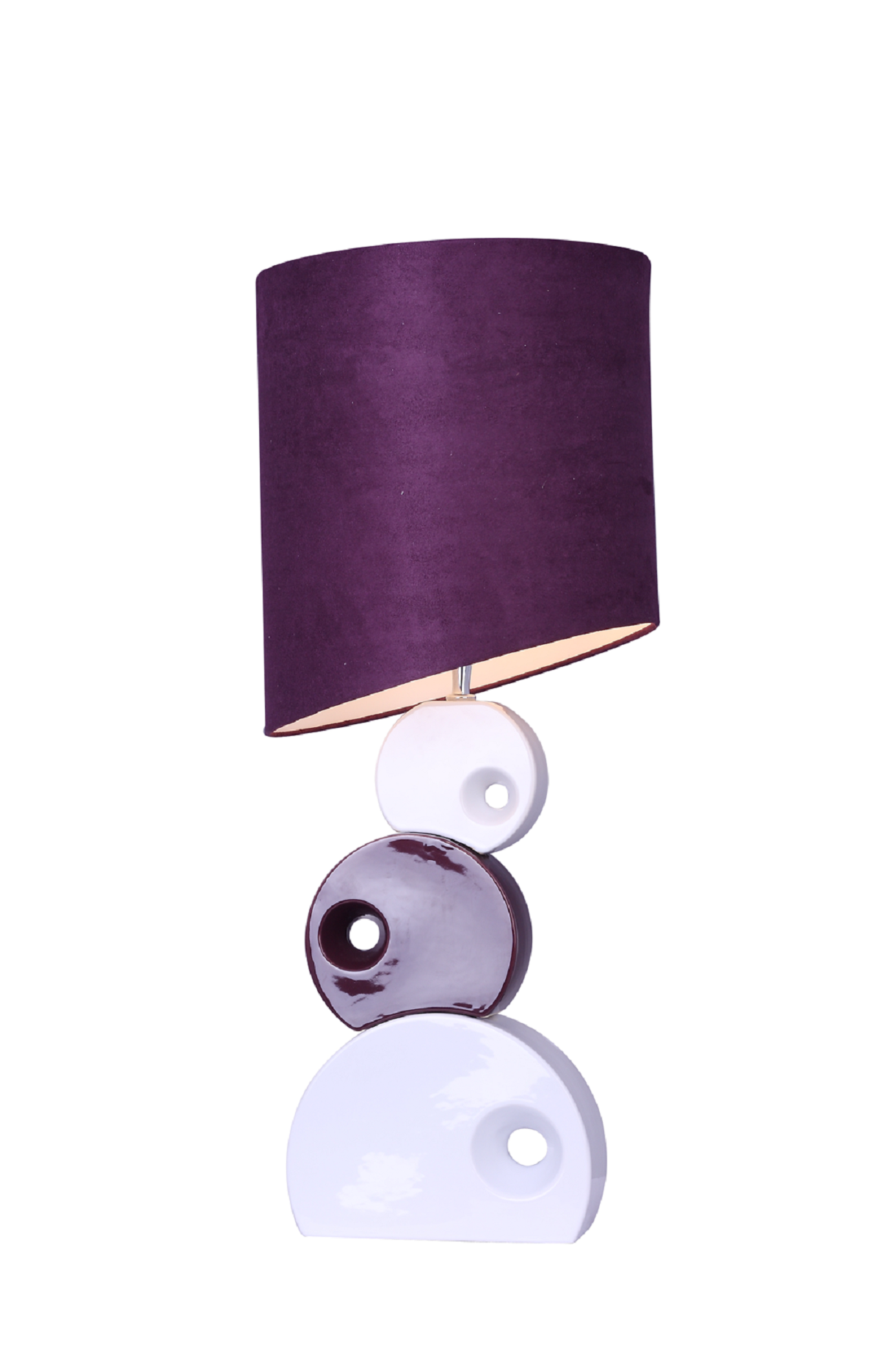 Elegant Designs Purple and White Stacked Circle Ceramic Table Lamp with Asymmetrical Shade