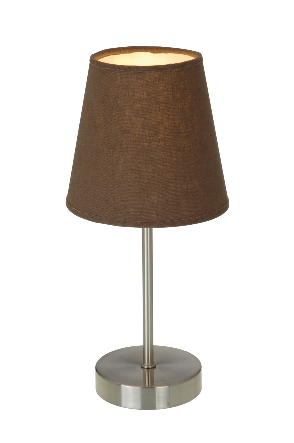 Simple Designs Sand Nickel Basic Table Lamp with Brown Shade