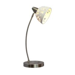 Simple Designs Brushed Nickel Desk Lamp with White Porcelain Flower Shade