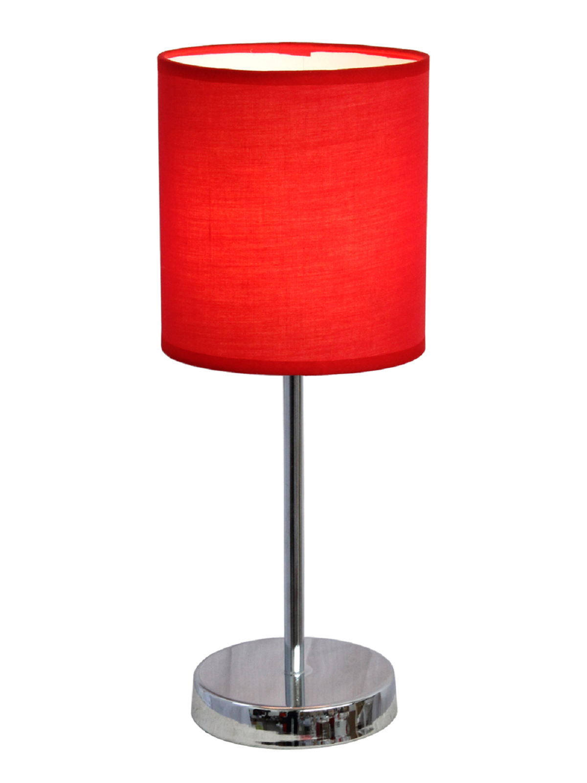 Simple Designs Chrome Basic Table Lamp with Red Shade