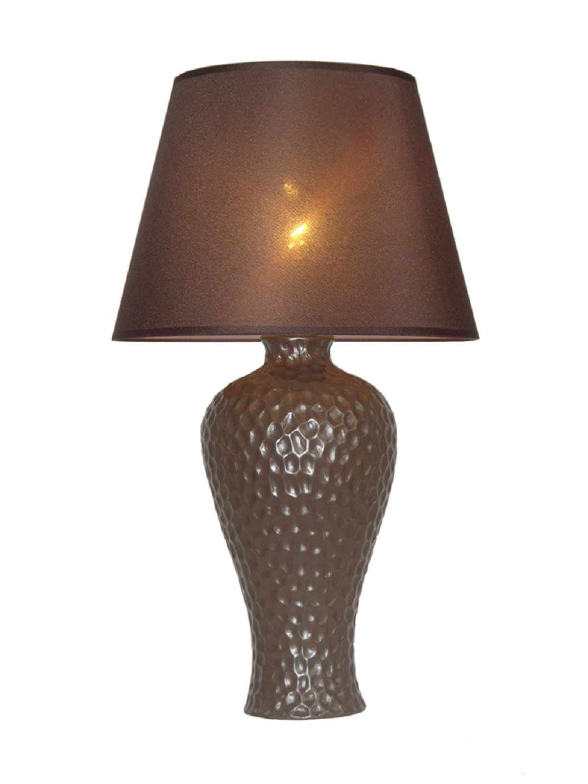 Simple Designs Brown Texturized Curvy Ceramic Table Lamp