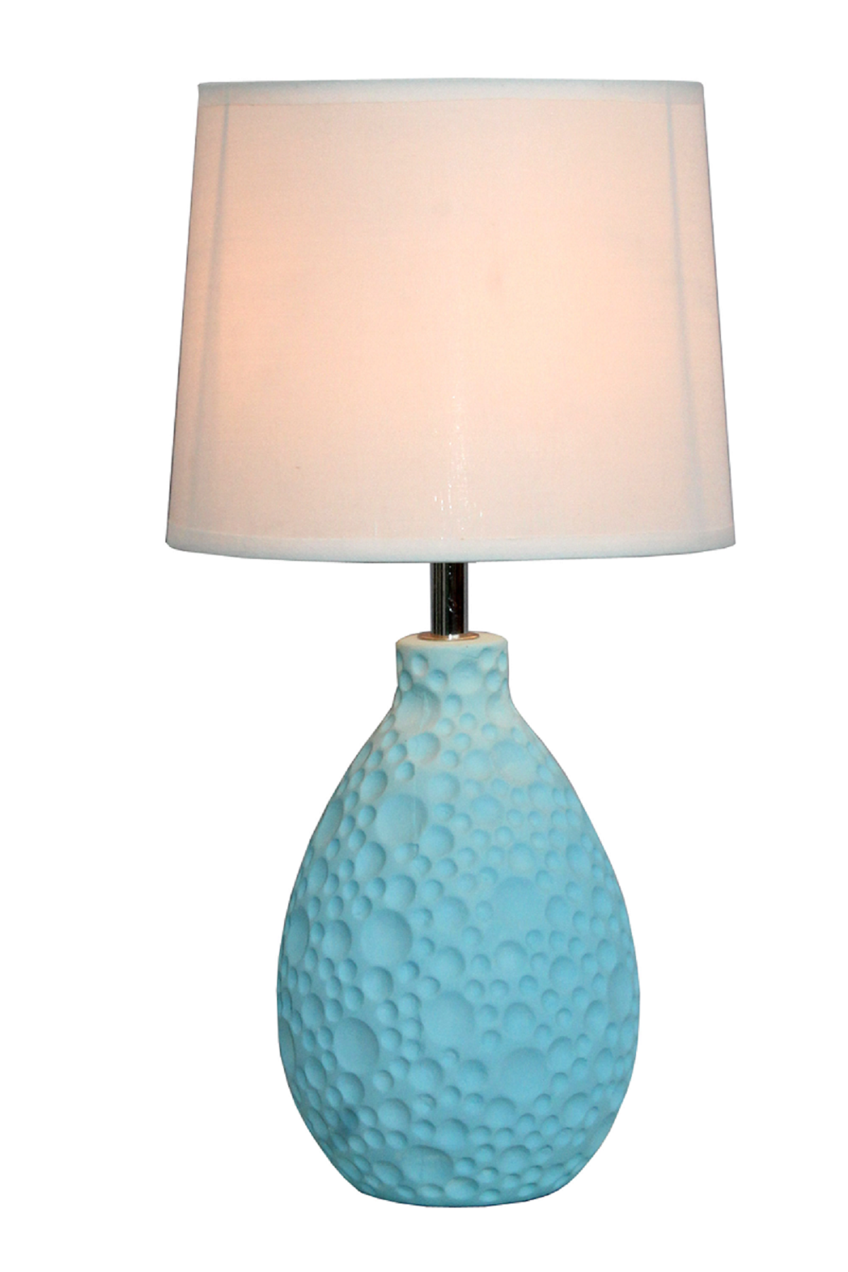 Simple Designs Blue Texturized Ceramic Oval Table Lamp