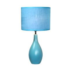 Simple Designs All The Rages LT2002-BLU Oval Base Ceramic Table Lamp - Blue