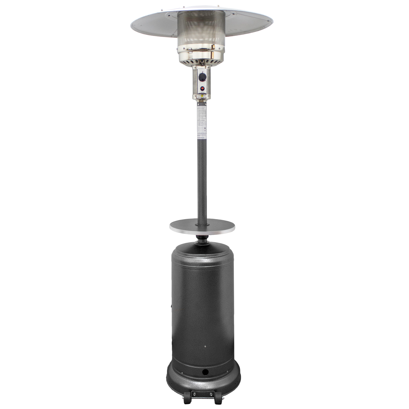 Hiland 87" Tall Hammered Silver Outdoor Patio Heater with Table