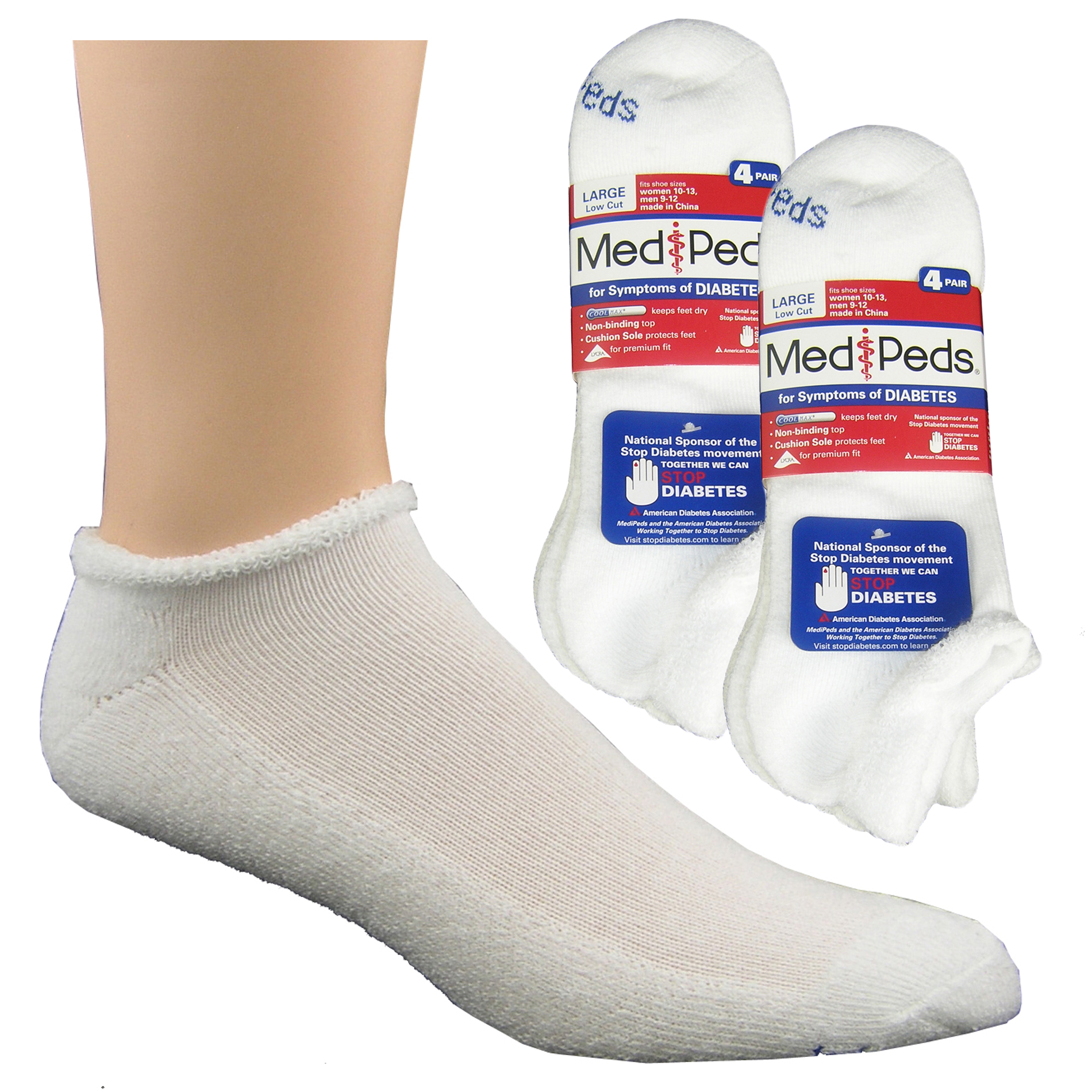 MediPeds Diabetic Lowcut Socks - 4 Pr - Clothing, Shoes & Jewelry ...