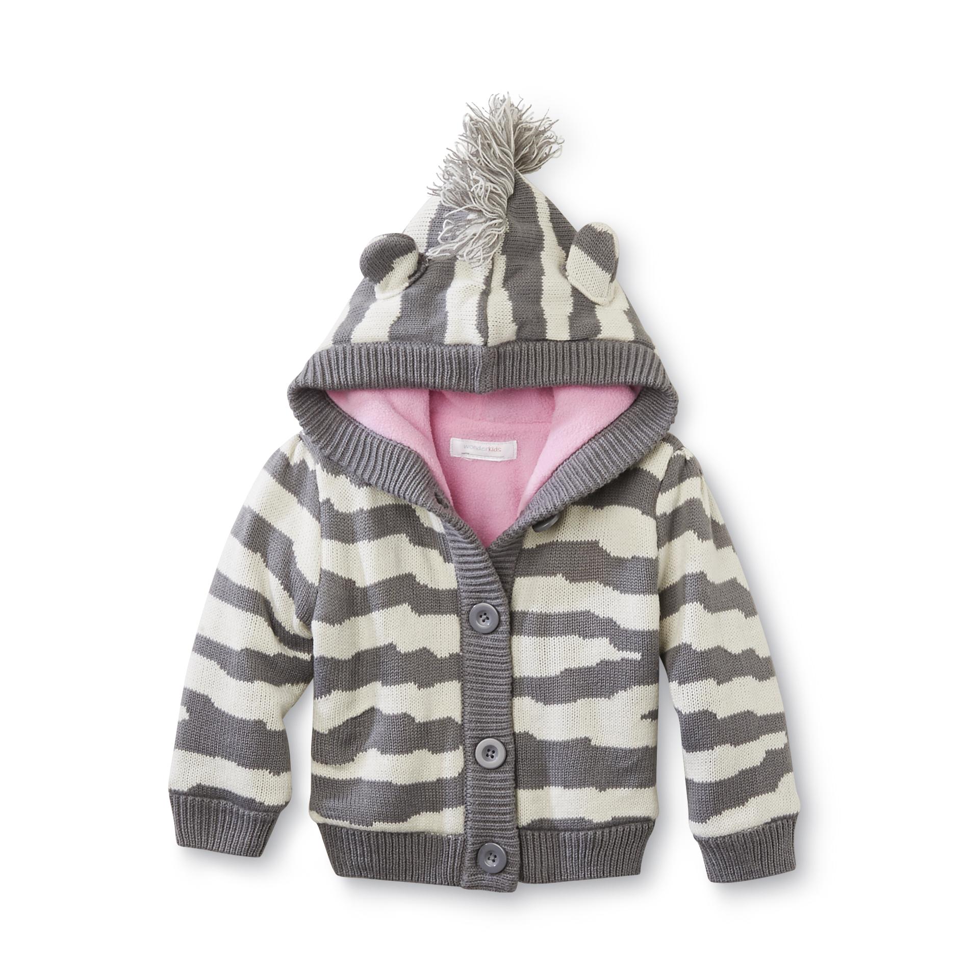 WonderKids Infant & Toddler Girl's Hooded Cardigan Sweater - Zebra