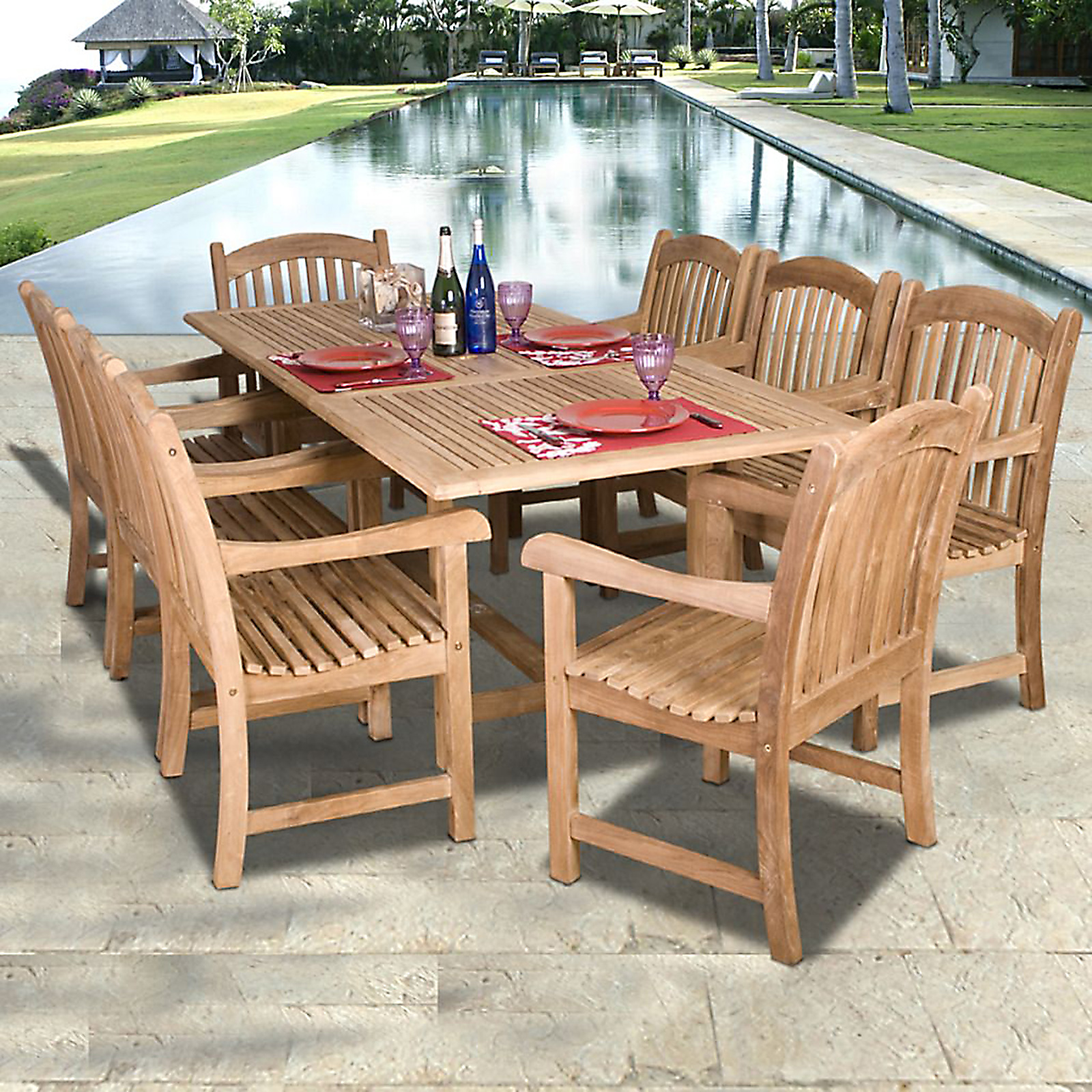 Amazonia Mandalay 9 Piece Teak Wood Patio Dining Set Amazonia Mandalay 9 Piece Teak Wood Patio Dining Set