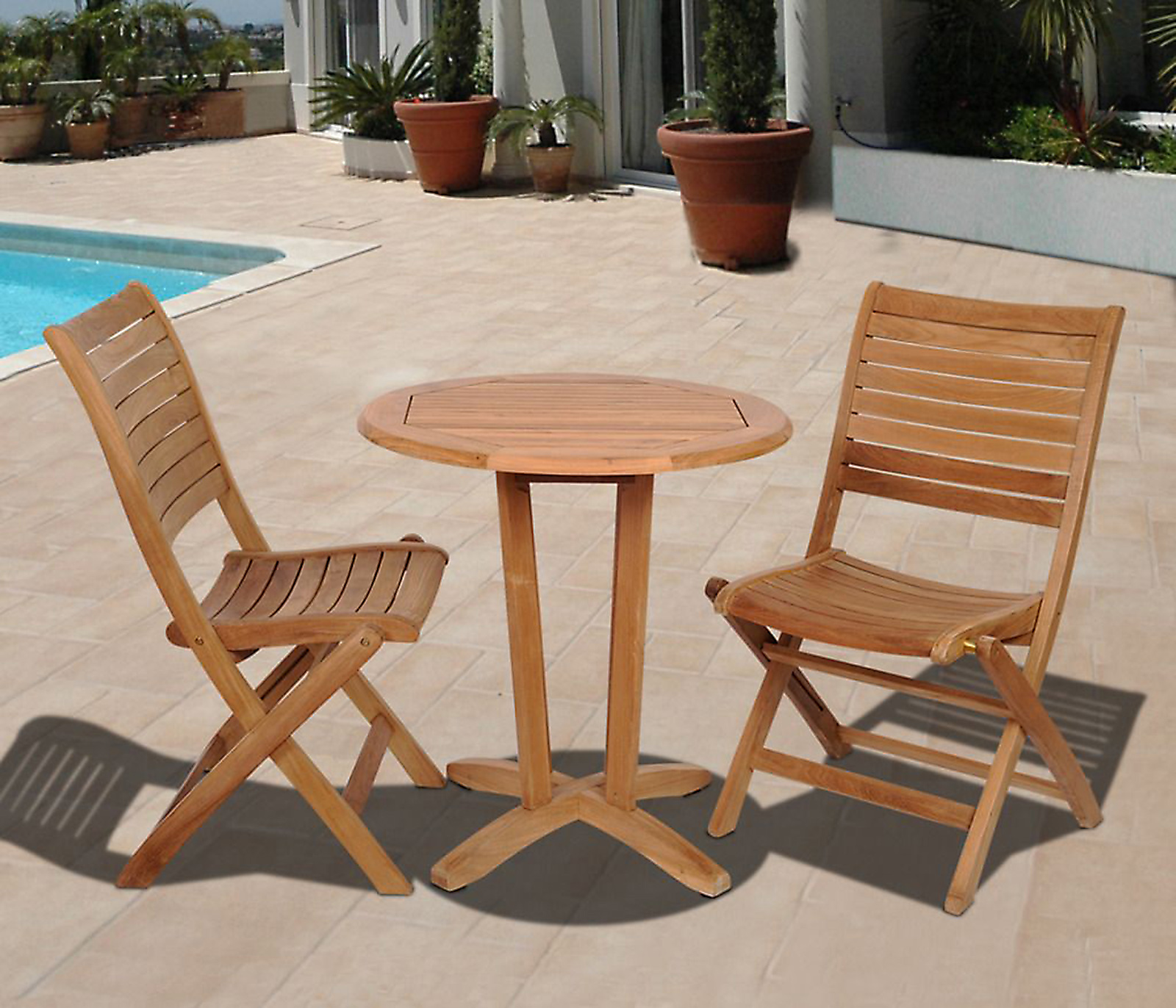 Amazonia Cabana 3 Piece Round Teak Wood Patio Bistro Set ... (1600 x 1372 Pixel)