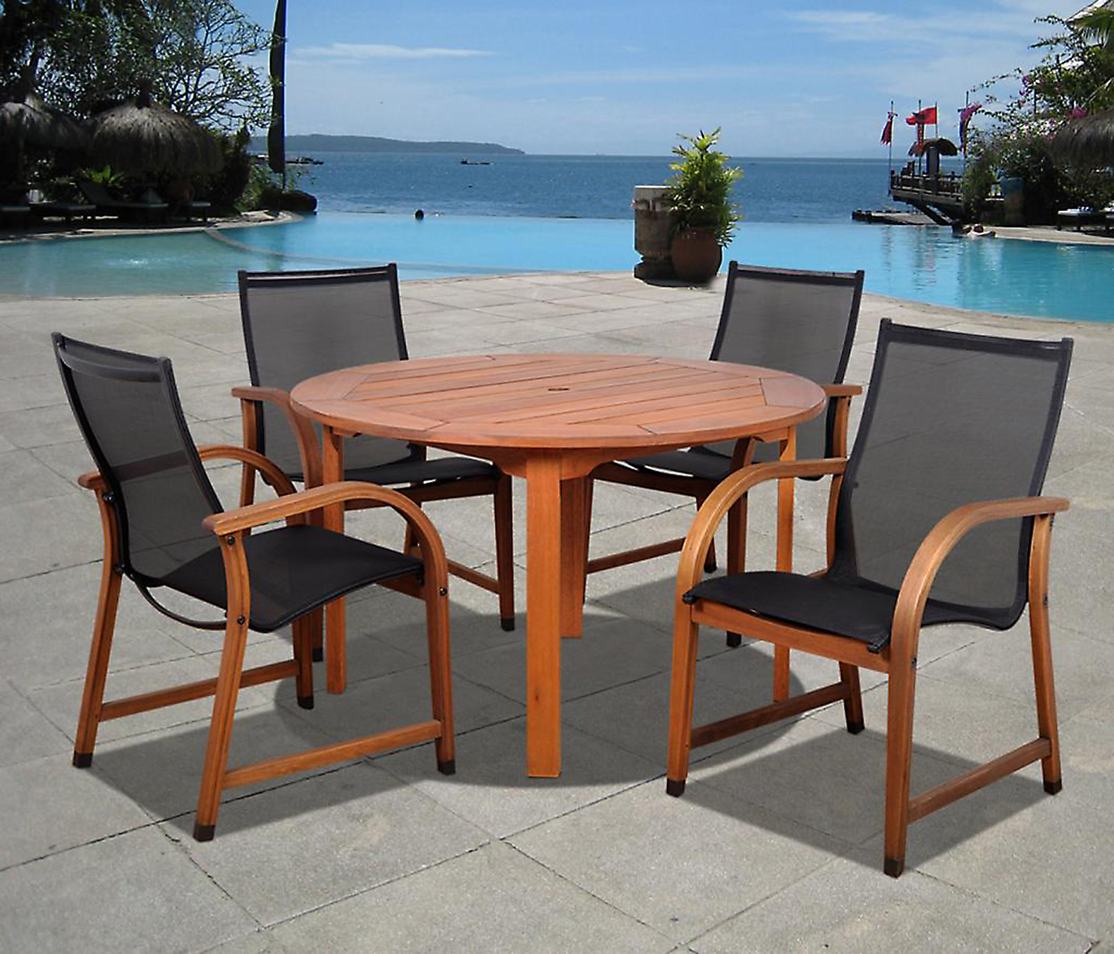 Amazonia Syracuse 5 Piece Eucalyptus Wood Patio Dining Set Shop Your Way Online Shopping