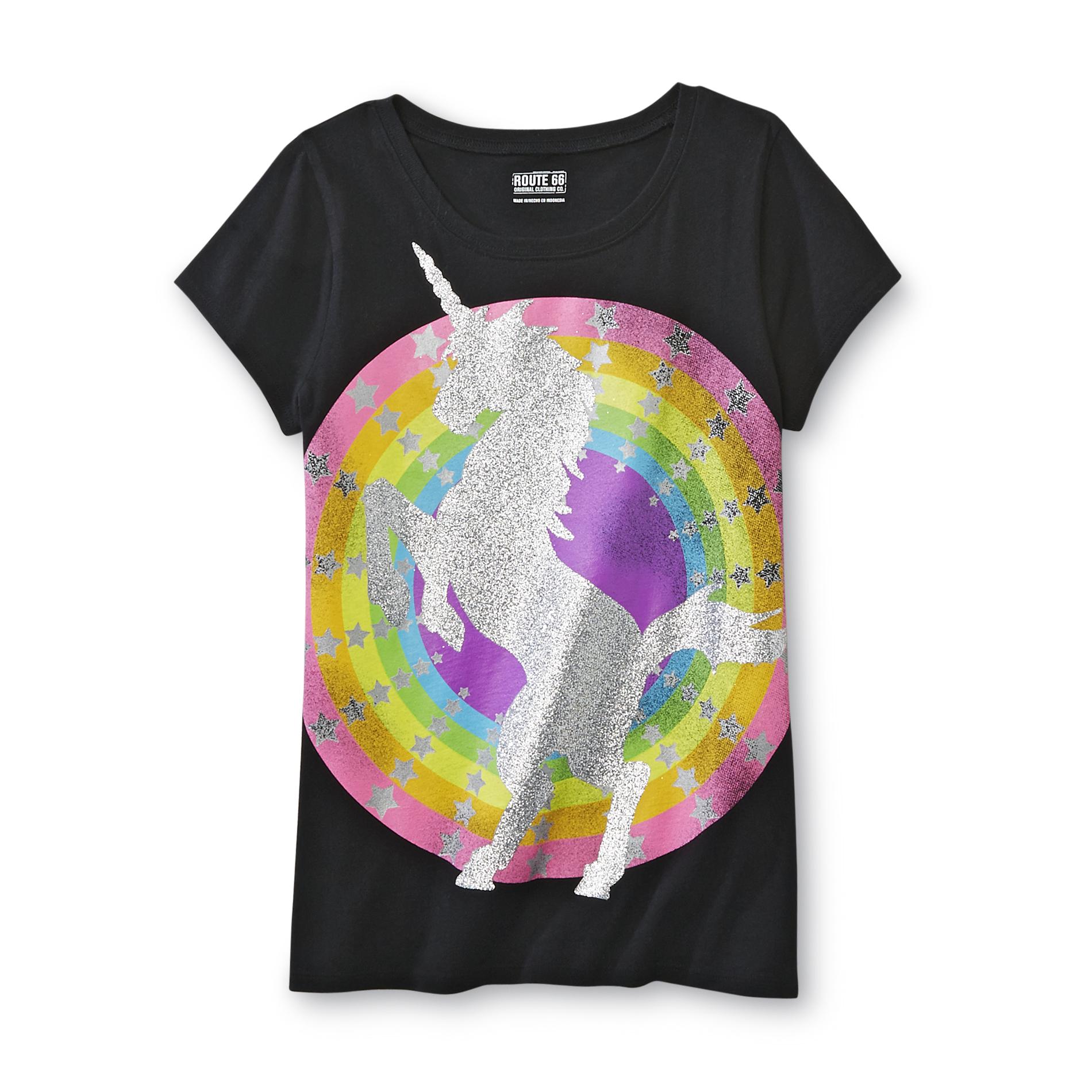 Route 66 Girl's Graphic T-Shirt - Glittery Unicorn