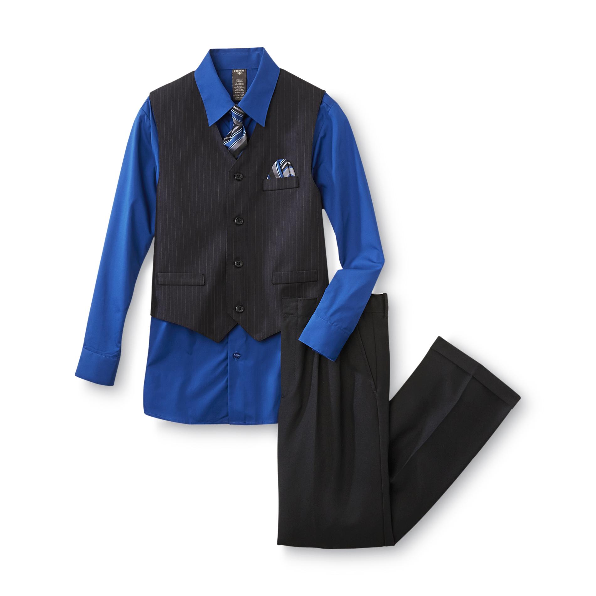 Dockers Boy's 4-Piece Vest Set - Pinstriped
