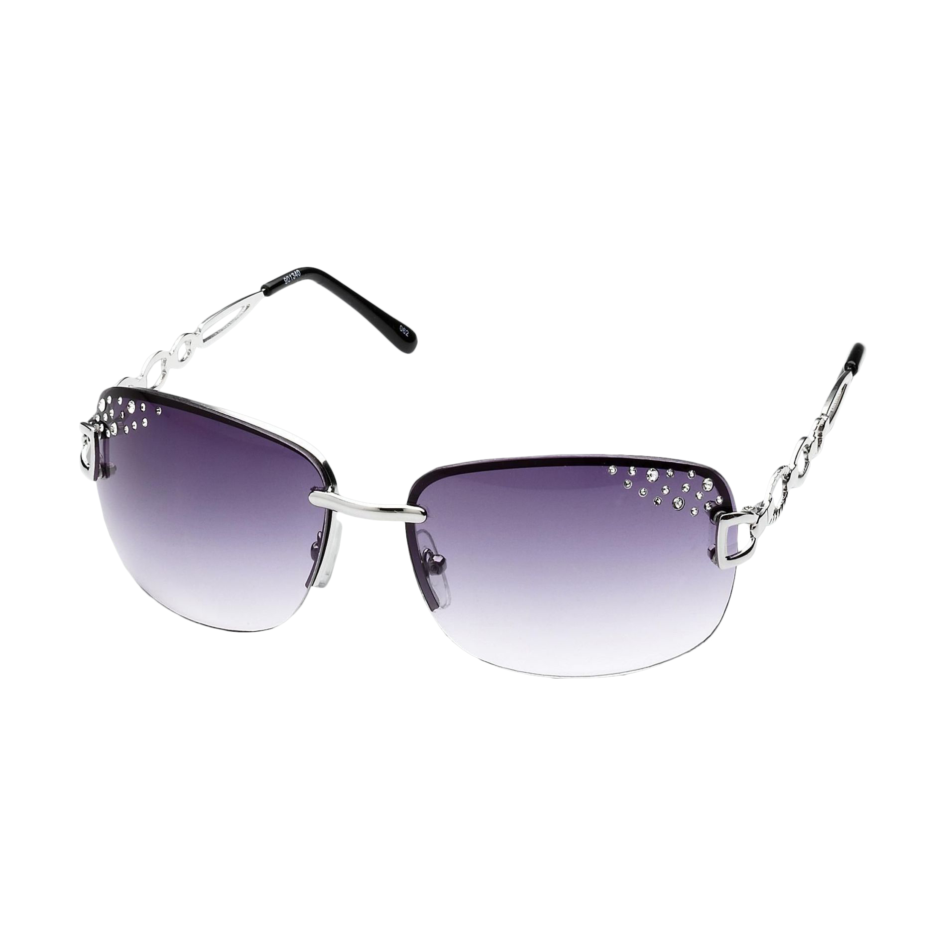 Studio S Women’s Rimless Sunglasses Silver with Rhinestone Studded Lenses