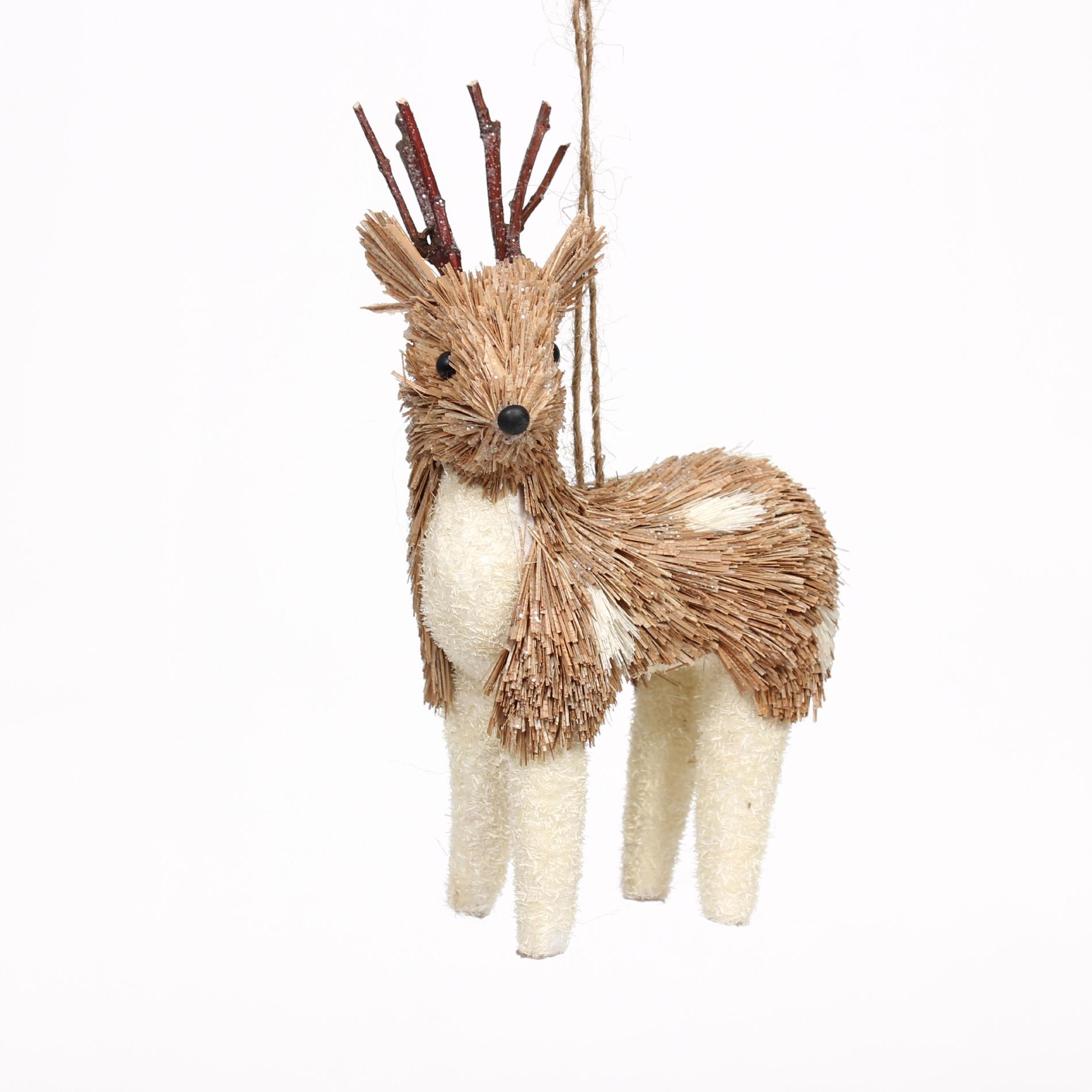 Donner & Blitzen Incorporated Bristle Reindeer  Christmas Ornament