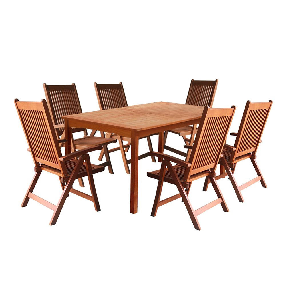 Vifah Balthazar 7pc Dining Set with 5-Foot Table and 6 Large Reclining Chairs V98SET21