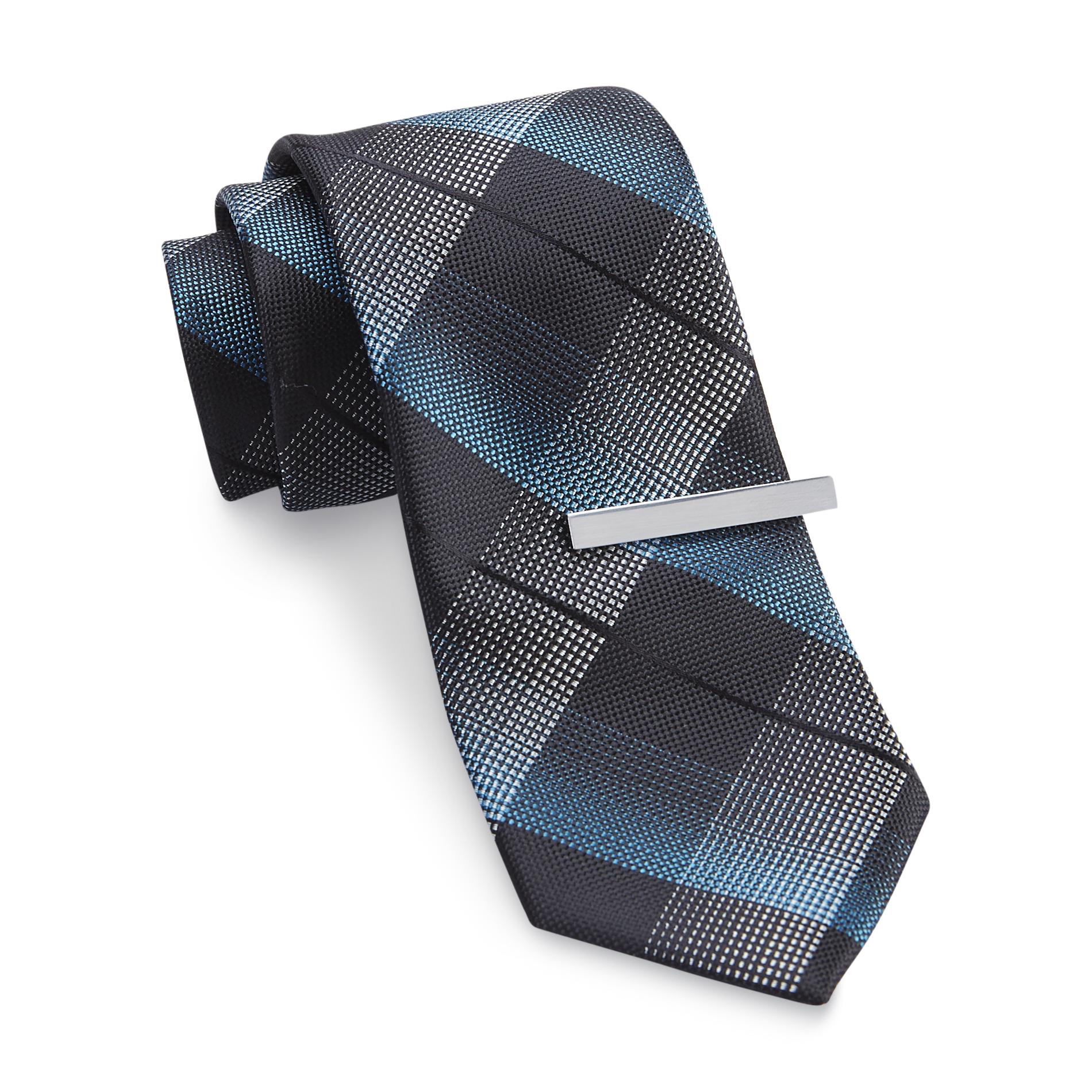 Structure Men's Sanford Grid Tie & Tie Clip