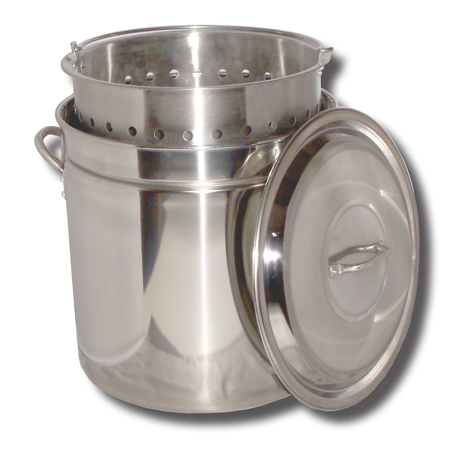 King Kooker&reg; 102 Qt. Stainless Steel Boiling Pot with Steam Ridge. Great for Boiling and Steaming!