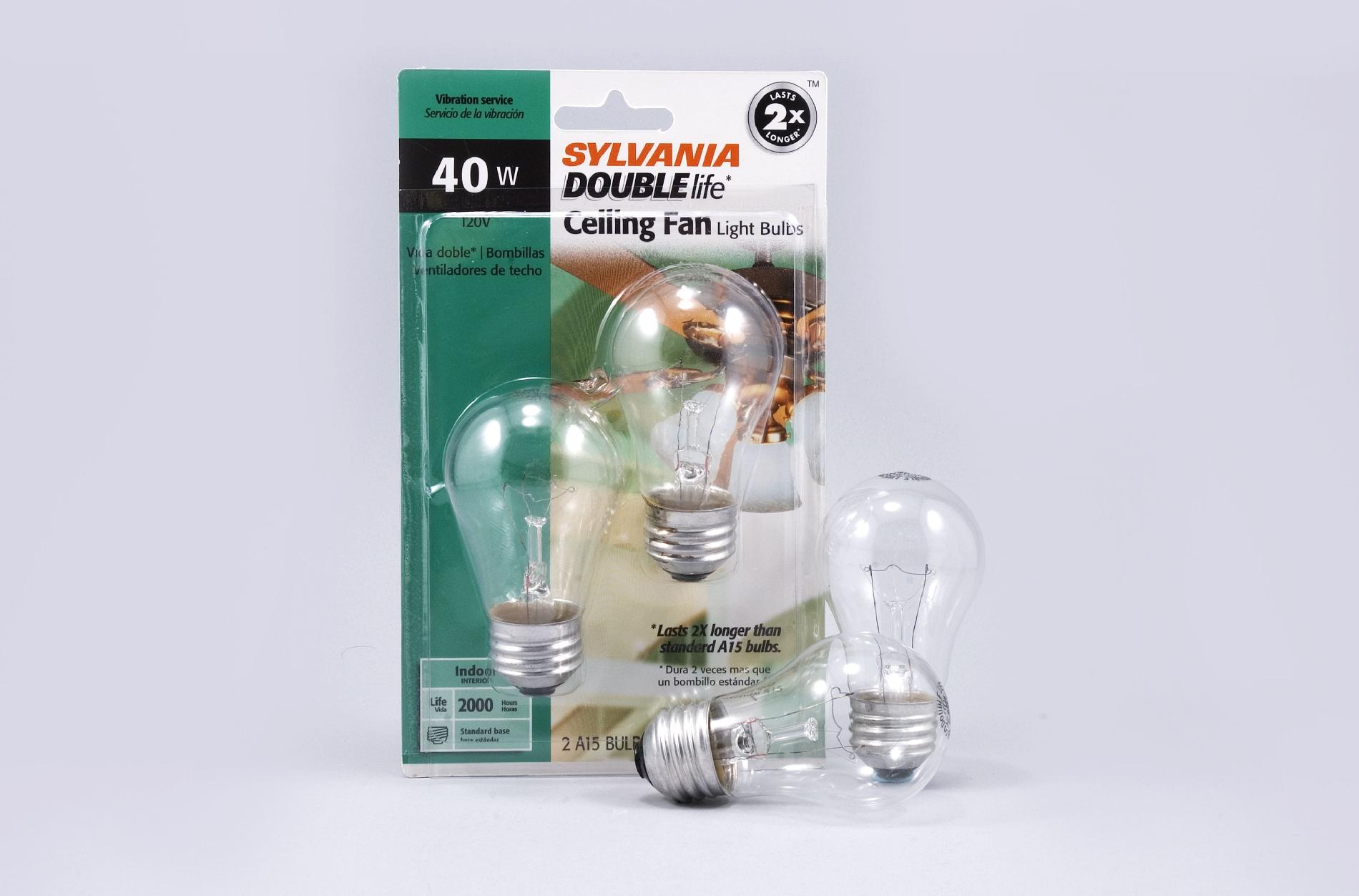 Sylvania Incandescent Clear DOUBLElife Appliance Lamp A15-Medium Base 120V Light Bulb 40W DOUBLElife - 2 Pack