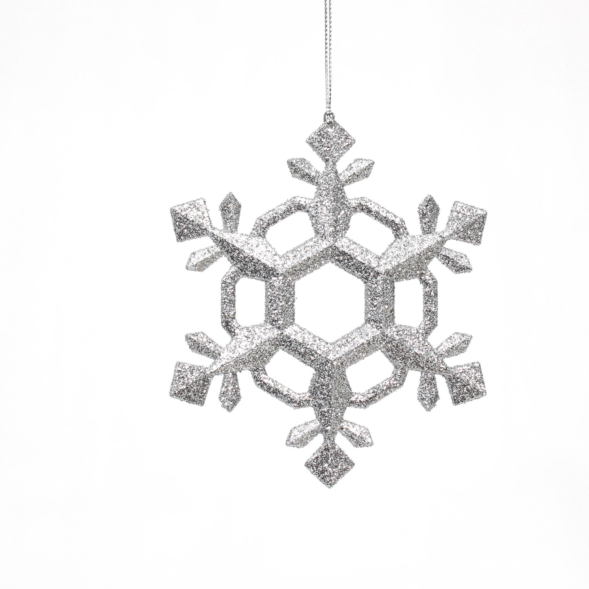 Donner & Blitzen Incorporated Glitter  Silver Snowflake Christmas Ornament