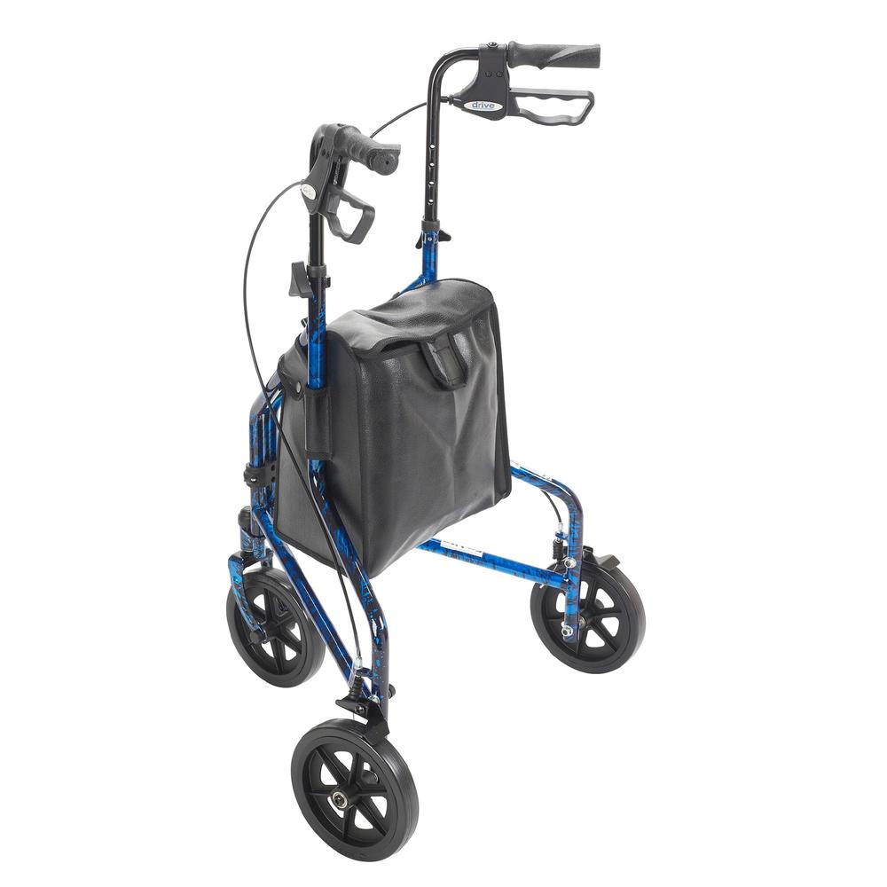Drive Medical 3 Wheel Rollator Walker with Basket Tray and Pouch